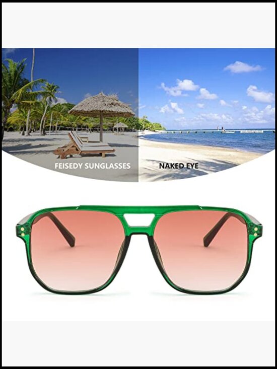Vintage Square Aviator Sunglasses - Retro Plastic Frame UV400 Protection